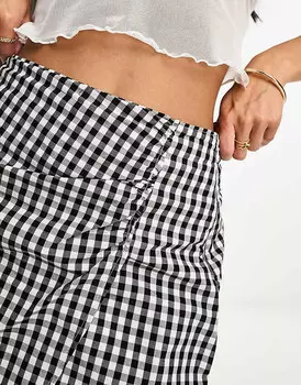 Hollister – Мини-юбка из поплина в клетку черно-белого цвета