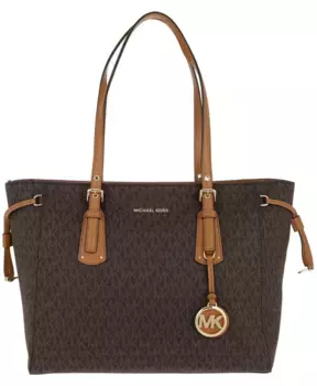 Холщовая большая сумка с золотыми деталями Michael Kors, коричневый