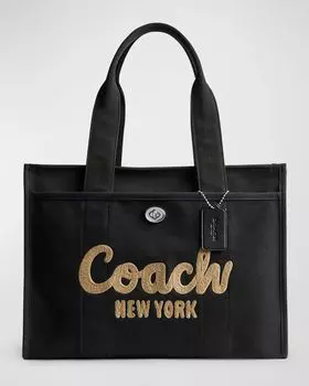 Холщовая большая сумка-тоут с логотипом Coach, цвет Neutral