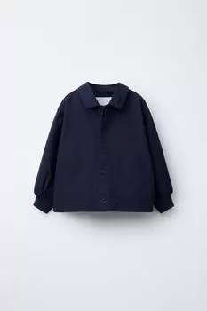 Холщовая куртка ZARA, синий
