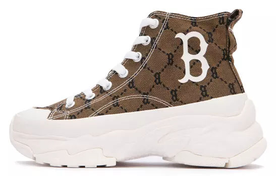 Кеды MLB Chunky High Canvas Shoes Unisex High-Top Beige Brown