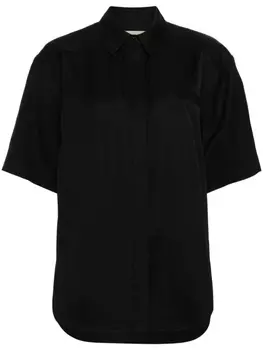 Холщовая рубашка с короткими рукавами Loulou Studio, черный