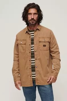 Холщовая рубашка в рабочем стиле Superdry, коричневый