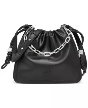 Холщовая сумка через плечо Halle с завязками DKNY, коричневый