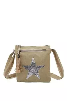 Холщовая сумка через плечо с кисточками и тройной молнией Fontanella Fashion, бежевый