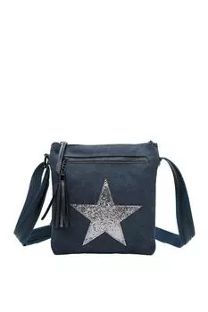 Холщовая сумка через плечо с кисточками и тройной молнией Fontanella Fashion, синий