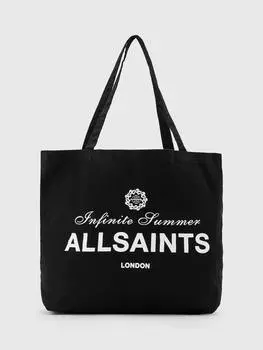 Холщовая сумка soleil grpahic tote bag AllSaints, цвет Washed Black