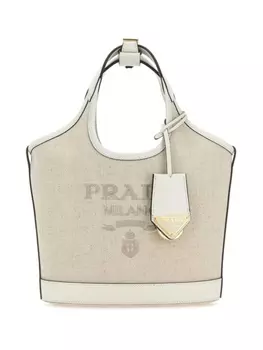 Холщовая сумка-тоут Prada, нейтральный цвет