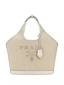 Холщовая сумка-тоут Prada, нейтральный цвет