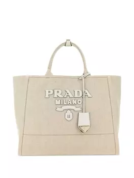 Холщовая сумка-тоут Prada, нейтральный цвет