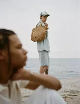 Холщовая сумка-тоут Pull And Bear, коричневый