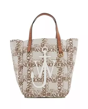 Холщовая сумка тоут с двойным логотипом J.W.Anderson, бежевый