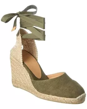 Холщовые эспадрильи на танкетке Castaer Carina 80, зеленый