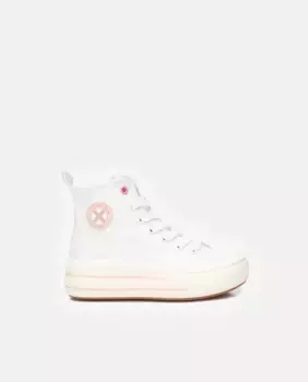 Холщовые ботильоны для девочки со шнуровкой и резиновым носком Xti, белый