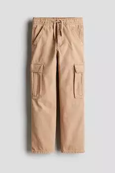 Холщовые брюки-карго H&M, бежевый