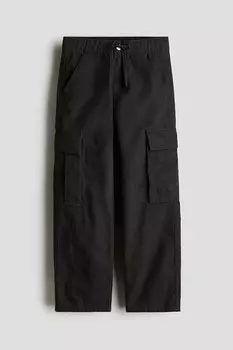 Холщовые брюки-карго H&M, черный