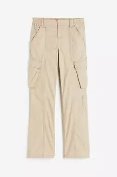 Холщовые брюки-карго H&M, светло-бежевый