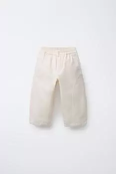 Холщовые брюки с воздушным шаром ZARA, экрю