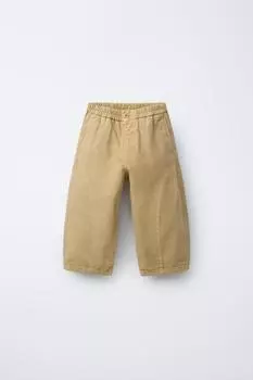 Холщовые брюки с воздушным шаром ZARA, песочный