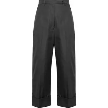 Холщовые брюки с высокой талией THOM BROWNE, темно-серый