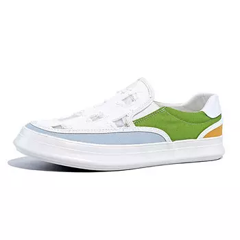 Холщовые кеды мужские низкие Baoda, белый/зеленый