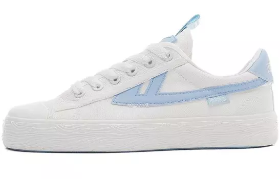 Холщовые кеды унисекс с низким верхом белого/голубого цвета Warrior