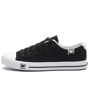 Холщовые кеды унисекс с низким верхом белого цвета Warrior, черный