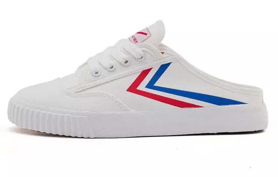 Холщовые кеды унисекс с низким верхом белый/красный/синий Warrior