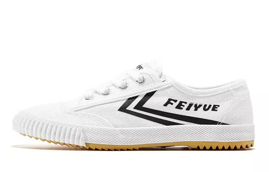 Холщовые кеды унисекс с низким верхом, белый/черный Feiyue