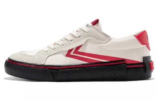 Холщовые кеды унисекс с низким верхом бежево-красный Feiyue