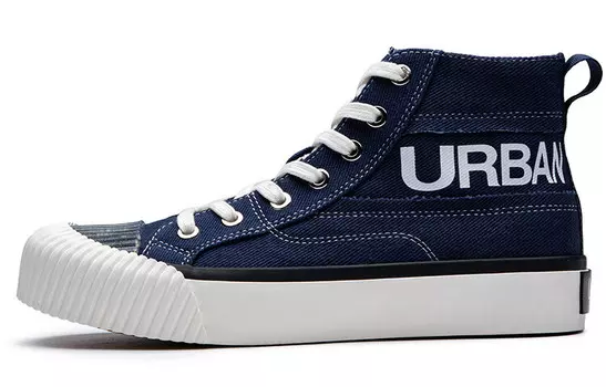 Холщовые кеды унисекс с высоким берцем белого/синего цвета Lee, темно-синий