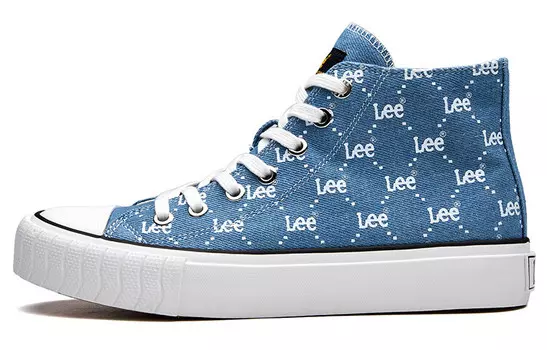 Холщовые кеды унисекс с высоким берцем белого/синего цвета Lee, цвет Baby Blue
