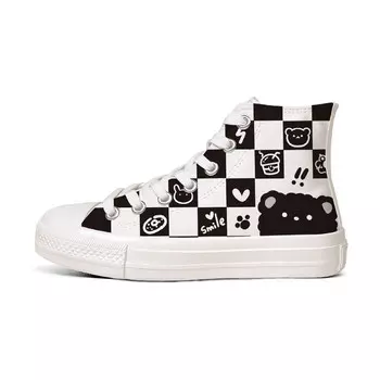 Холщовые кеды унисекс с высоким берцем черного цвета A&M