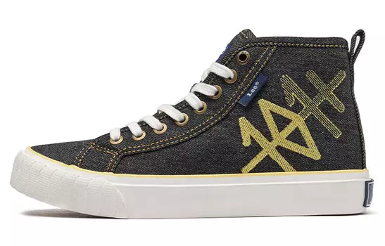 Холщовые кеды унисекс с высоким берцем, черный/желтый Lee