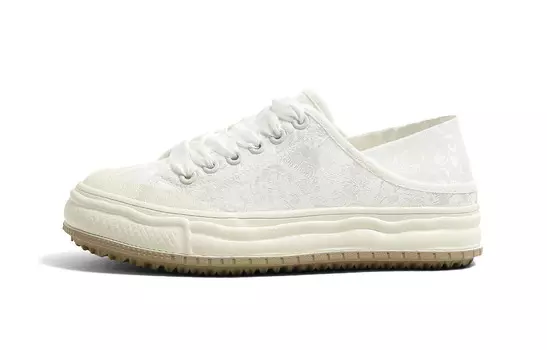 Холщовые кеды женские низкие белый/бежевый Huanqiu