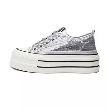 Холщовые кеды женские низкие белый/черный Deerway