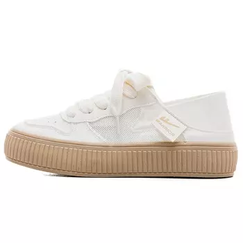 Холщовые кеды женские низкие белый/коричневый Warrior