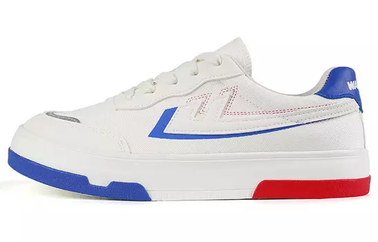 Холщовые кеды женские низкие белый/синий/красный Warrior