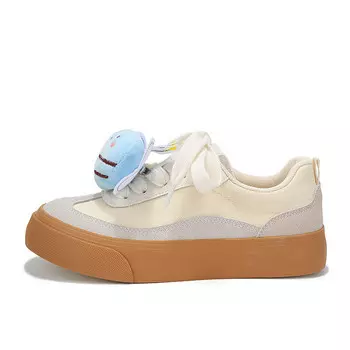 Холщовые кеды женские низкие бежево-серый Binya