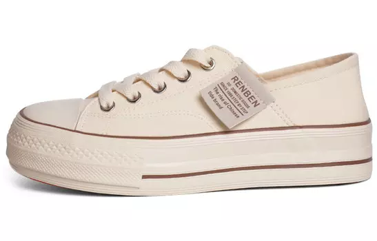 Холщовые кеды женские низкие бежевый Renben