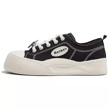 Холщовые кеды женские низкие черный Humanism 1986