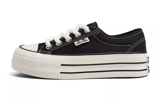 Холщовые кеды женские низкие черный Renben