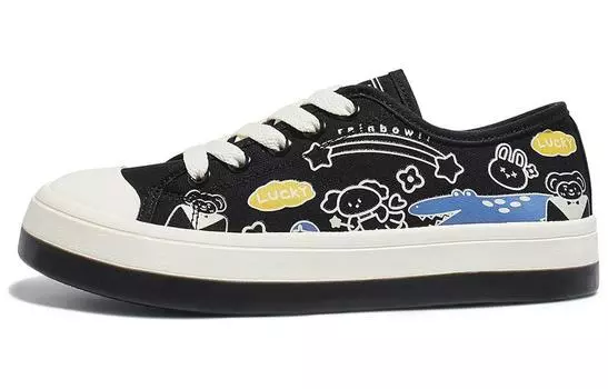 Холщовые кеды женские низкие черный Renben