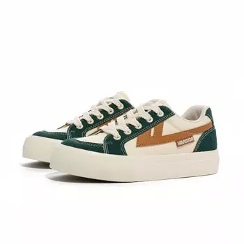 Холщовые кеды женские низкие коричневый зеленый Warrior