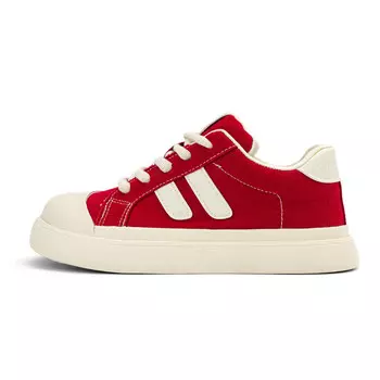 Холщовые кеды женские низкие красный/бежевый Deerway