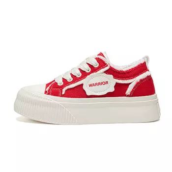 Холщовые кеды женские низкие красный/бежевый Warrior