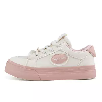 Холщовые кеды женские низкие розовый Warrior, бежевый/розовый