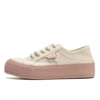 Холщовые кеды женские низкие розовый Warrior, бежевый/розовый
