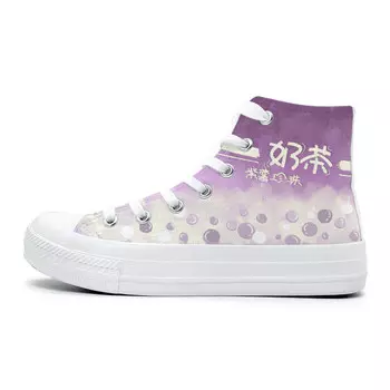 Холщовые кеды женские высокие A&M, цвет Purple Sweet Potato Pearl Milk Tea