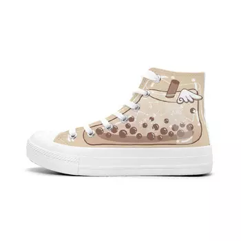 Холщовые кеды женские высокие A&M, цвет Milk tea in autumn.